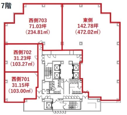 FOREFRONT TOWER Ⅱ（勝どき フォアフロントタワーⅡ） 7階西703 平面図