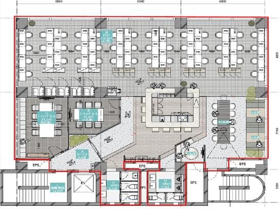 COLOR・US銀座東（旧：金鵄ビル（きんしビル）） 4階 キッチンフロア 平面図