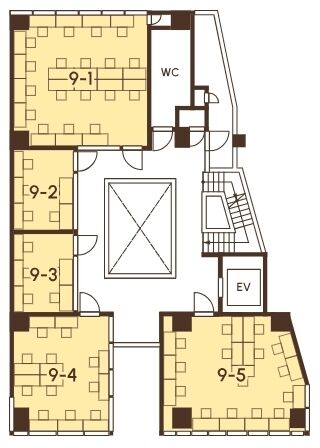 SHIBUYA WayP(シブヤ ウェイプ) 9階1(19名区画) 平面図