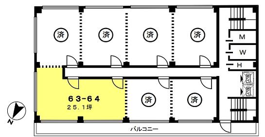 喜助新神田ビル 6階63+64 平面図