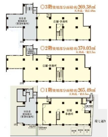 方南町ハイツ 1階～3階 平面図