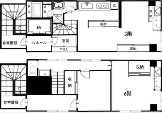 藤川ビル 5階~6階 平面図