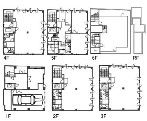 サン・クロレラビル 1階～6階 平面図