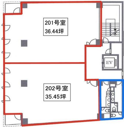 Aフロント田町ビル（旧：オーキッドプレイス田町ビル） 2階202 平面図