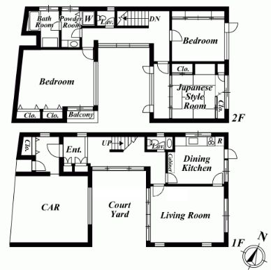 広尾ハウス 1階～2階 平面図