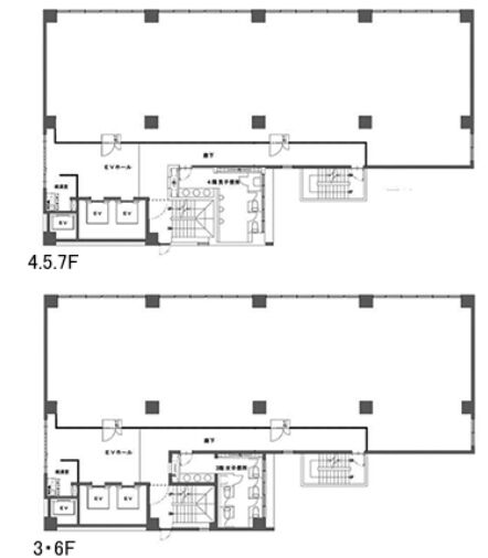 文芸社新宿御苑ビル 3階～7階 平面図