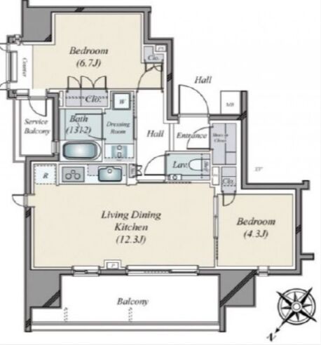 グランリビオ表参道 4階406 平面図