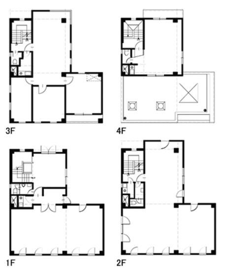 千早2丁目一棟貸し（千早二丁目ビル） 1階～4階 平面図