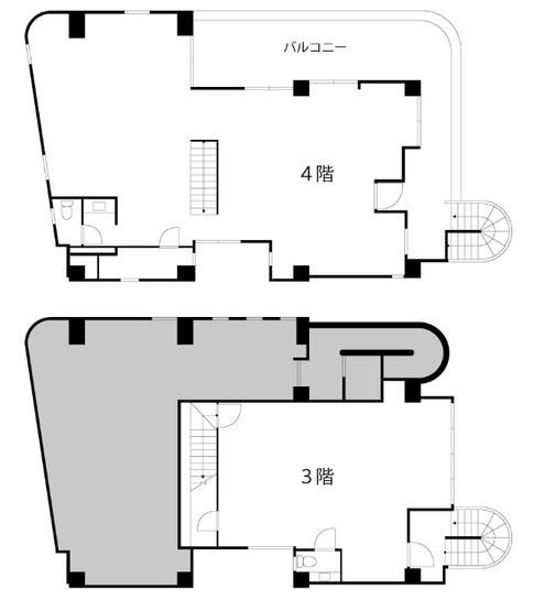 ユーベース神宮前 3階B～4階 平面図